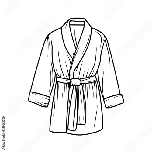 Bathrobe single line drawing illustration on white background  