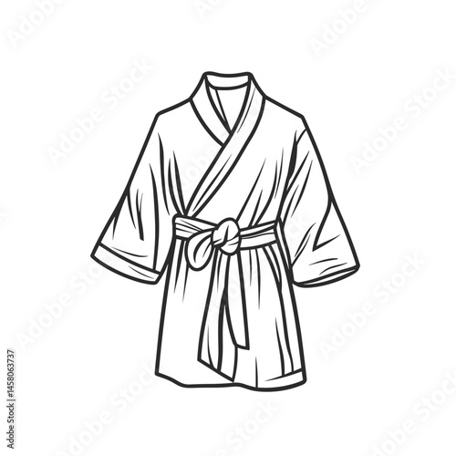 Bathrobe illustration in minimalistic style on white background  