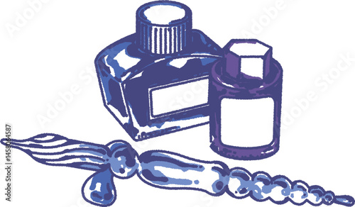 ガラスペンとボトルインクのイラスト