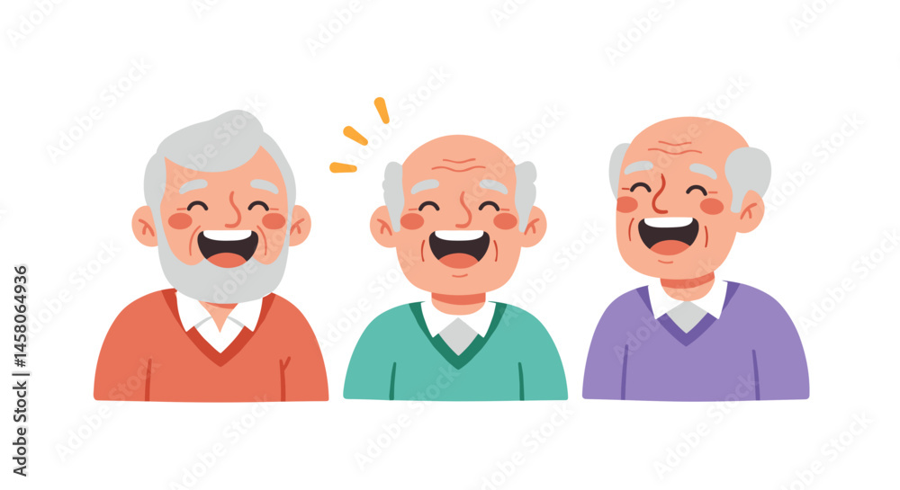 Elderly friends laughing together in a cheerful atmosphere Elderly friends laughing together in a cheerful atmosphere