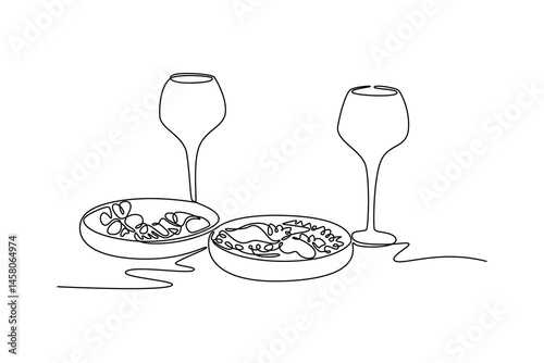 Chef activity concept. Single line draw design. Vector graphic illustration