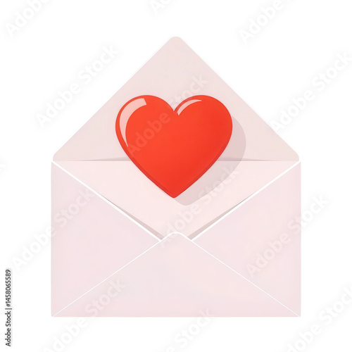 Elegant Open Envelope with Red Heart Inside Expressing Love and Affection AI Generated