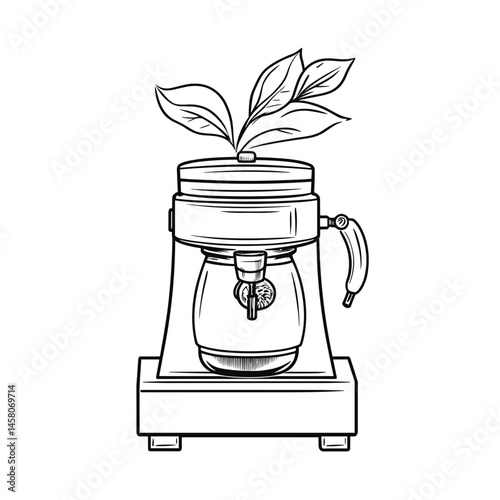 Coffee Grinder with Leaves Growing Icon  