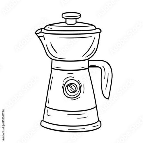 Coffee Grinder Outline Drawing on White Background  