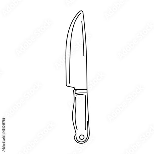 Single Line Drawing of a Chef's Knife  