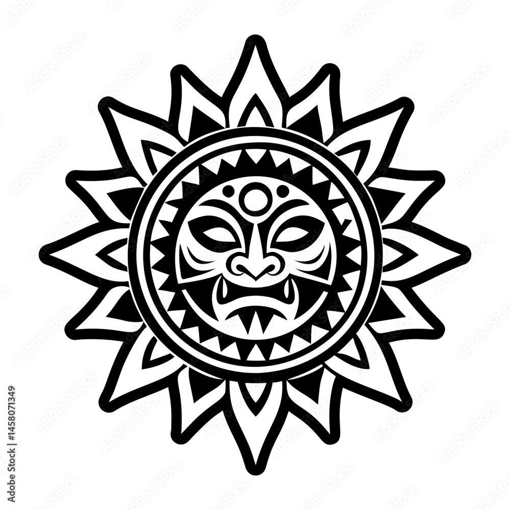 Obraz premium A solid style icon of sun worship tattoo