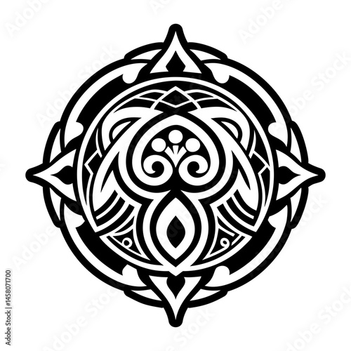 A filled style icon of tribal mother tattoo