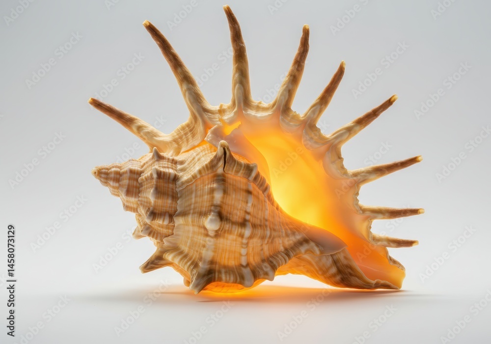 Glowing Spiky Seashell Summer Ocean Beach Tropical Nature Warm Light Beige Brown Image Photo Marine Glowing Spiky Seashell Summer Ocean Beach Tropical Nature Warm Light Beige Brown Image Photo Marine