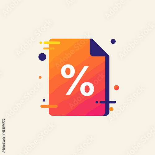 Abstract Document with Percentage Symbol in Vibrant Colors  