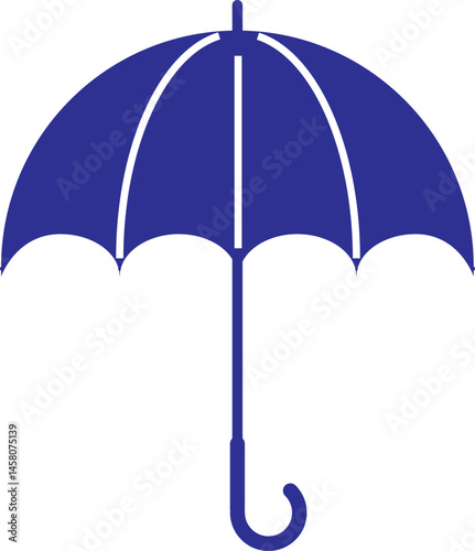 This isolated blue umbrella vector illustration is a colorful weather protection accessory