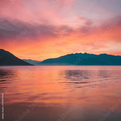 湖の夕焼け