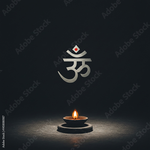 Om Symbol with Burning Diya...