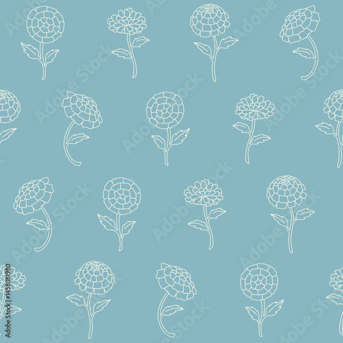 Outline Vector Marigold Flower Pattern Illustration Seamless for Wallpaper Background Cover