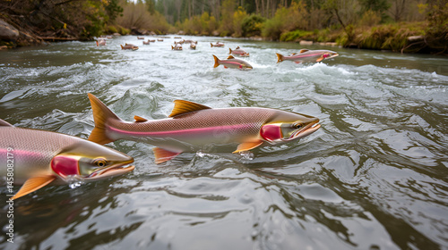 salmon migrating upstream to spawn