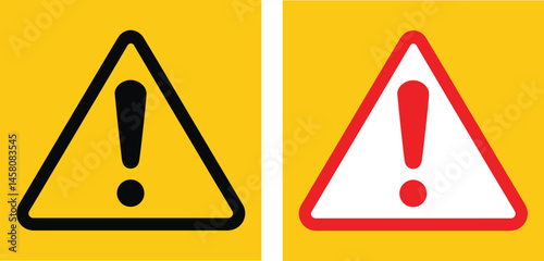Caution warning sign with exclamation mark inside yellow triangle. Ideal for general hazard alerts, workplace safety signage, and industrial risk warnings in construction or restricted areas.