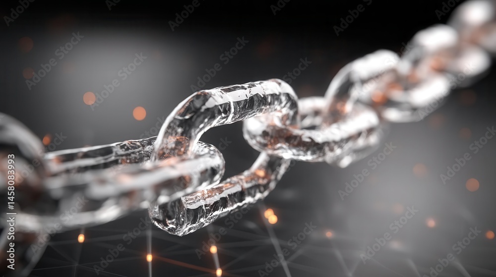 Abstract digital chain symbolizing network connectivity and blockchain Abstract digital chain symbolizing network connectivity and blockchain