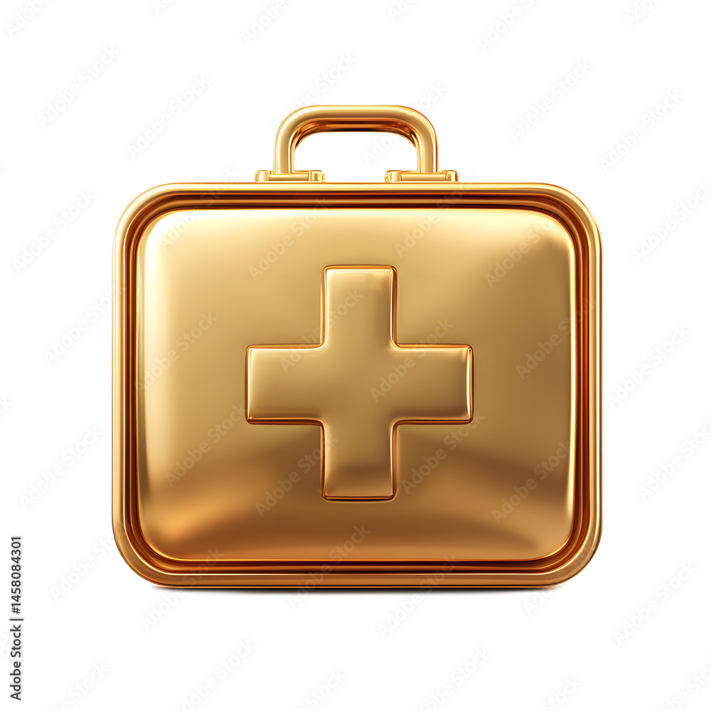 Obraz premium Golden First Aid Kit Icon