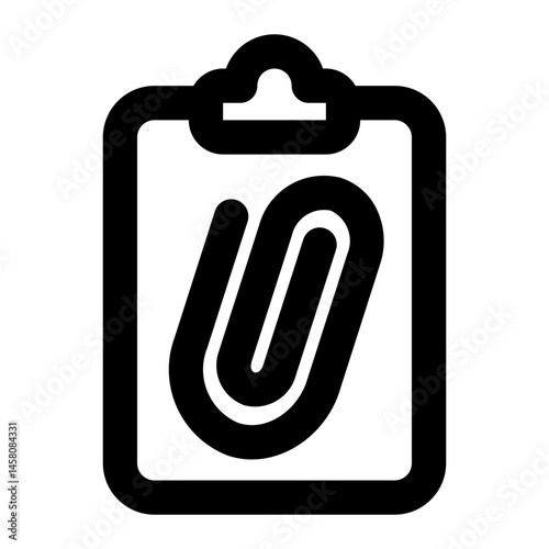 Minimalist icon representing document attachment or clipboard functionality for apps and website interfaces.