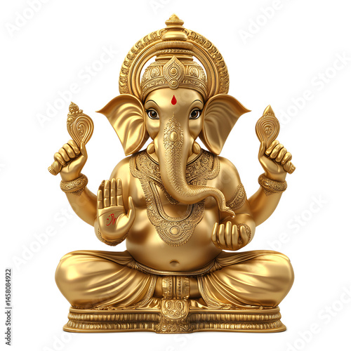Majestic Golden Ganesha Statue