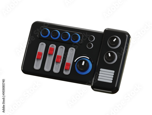 Audio mixer icon 3d render concept of mixing console icon, audio control panel or sound engineering icon vector illustration