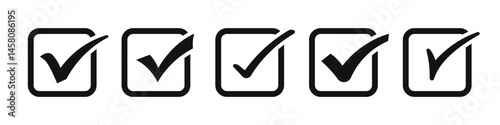 Check mark icons set. Quality and approval check symbol collection. Vector illustration.