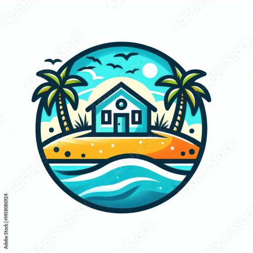 Obraz na płótnie Tropical island retreat beachfront digital art serenity aesthetic view escape to paradise w salonie