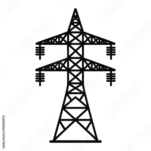Transmission Tower Vector Icon Electricity Pylon Silhouette