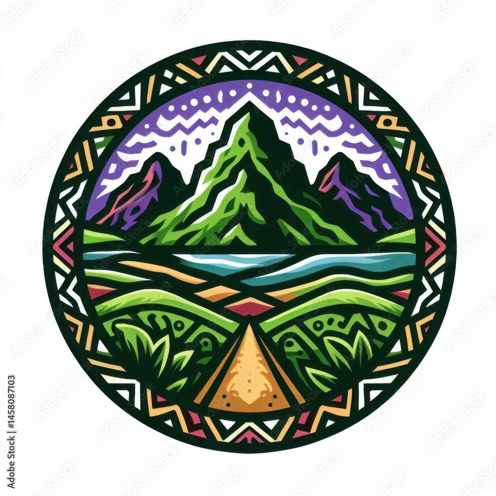 Majestic mountain range serene landscape digital art vibrant nature aerial view artistic concept