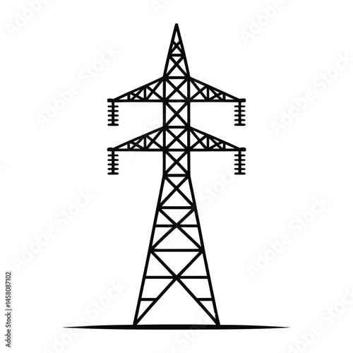Transmission Tower Vector Icon Electricity Pylon Silhouette