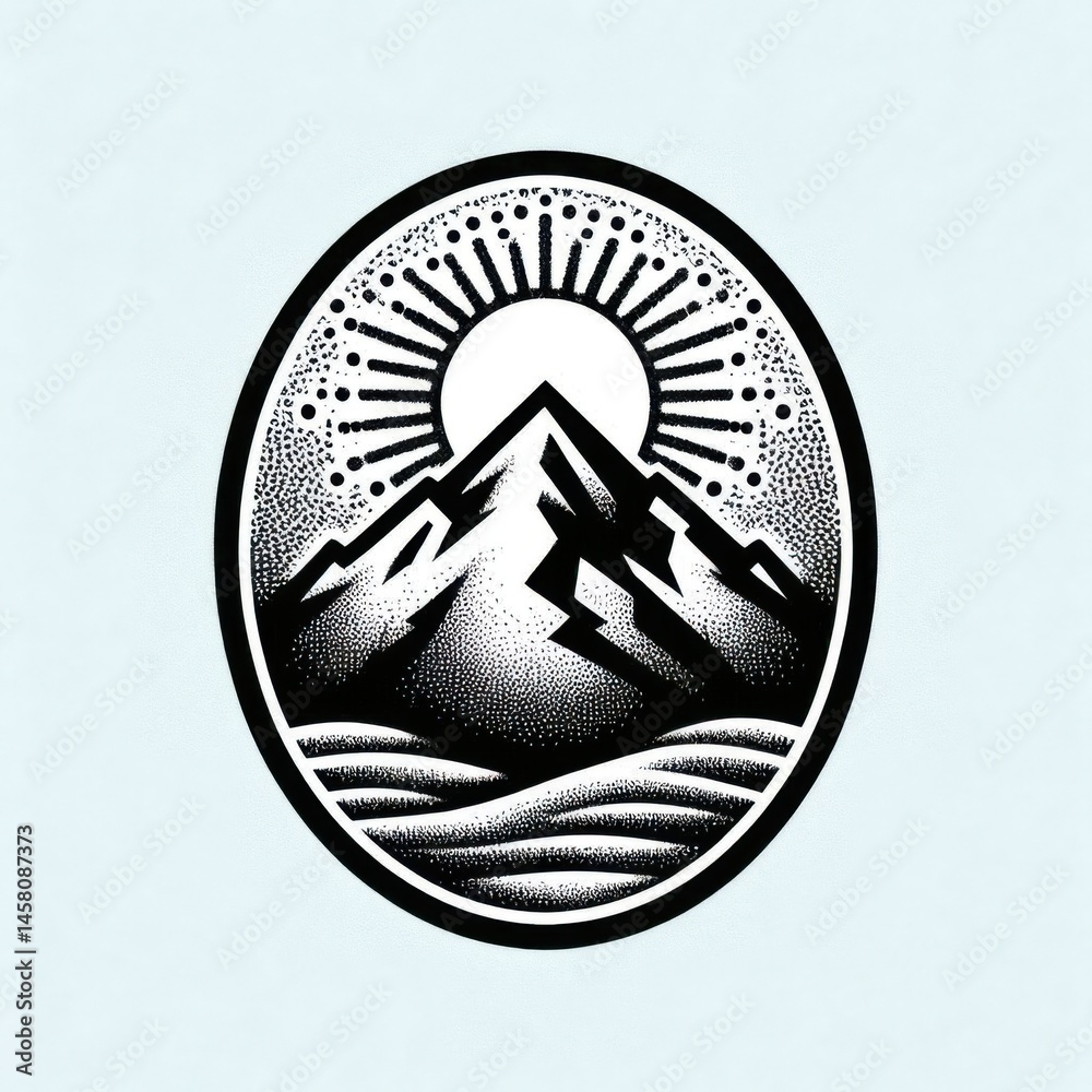 Mountain sunrise view nature landscape graphic design artistic environment minimalist concept