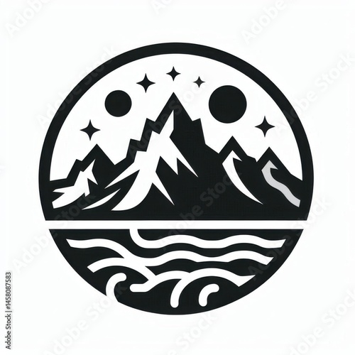 Obraz na płótnie Majestic mountain adventure aerial views of peaks and serene waters in nature photography w salonie