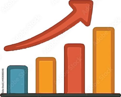 A business growth chart with rising bars and an arrow pointing upward, symbolizing success, improvement, and increasing productivity in a corporate or financial environment