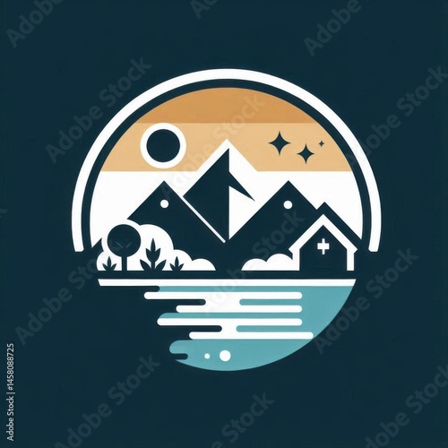 Obraz na płótnie Adventure journey in serene mountain landscape tranquil environment art style w salonie