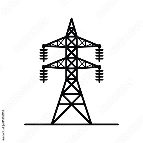 Transmission Tower Vector Icon Electricity Pylon Silhouette