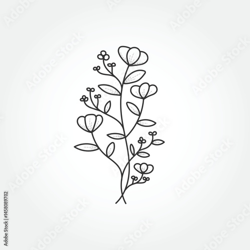 Hand drawn floral botanical line art. flower line art design vector
