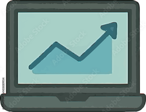 A laptop displaying a rising graph, symbolizing business growth, financial success, and progress in data analysis or market trends, commonly used in corporate and business environments