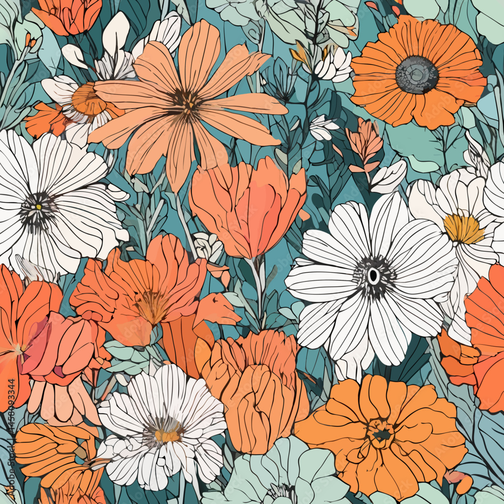 custom made wallpaper toronto digitalFloral Seamless Patterns – Hand-Drawn Wildflower and Botanical Backgrounds