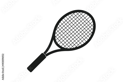 Tennis racket silhouette vector illustration  isolated in white background