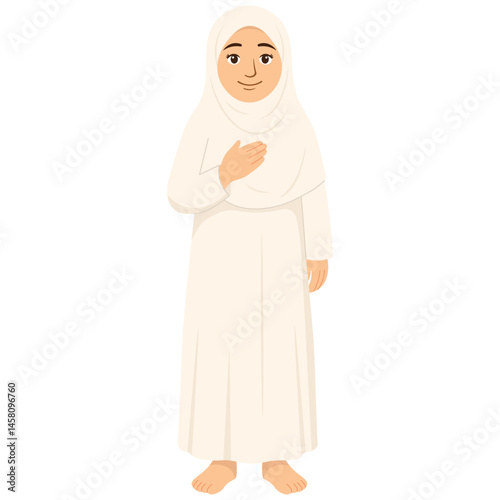 Muslim Female Hajj Illustration