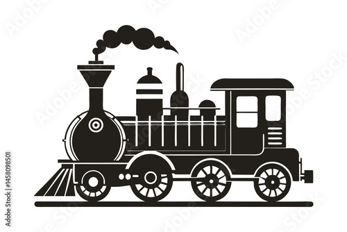 old train vector silhouette illustration on a white background