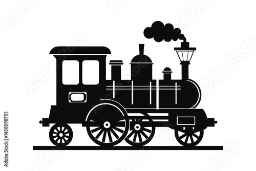 old train vector silhouette illustration on a white background