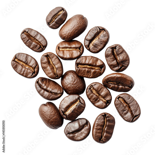 Wallpaper Mural A assorted group of freshly roasted coffee beans arranged on a clean transparent surface, Group of coffee beans Torontodigital.ca