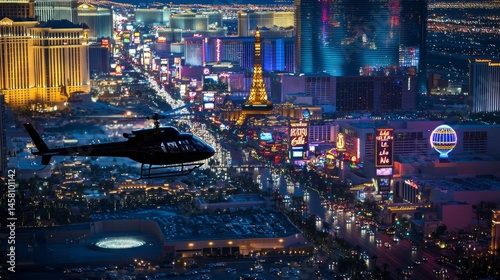 Obraz na płótnie Las Vegas Strip at Night from Above - Helicopter View w salonie