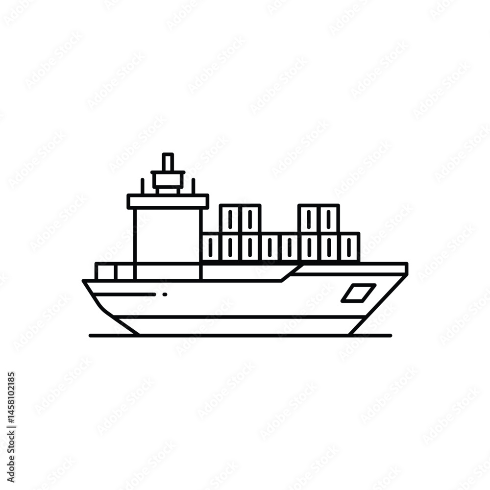 Obraz premium Ship icon line design template isolated