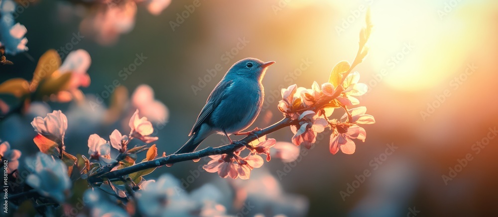 Obraz premium Bird on Blossom Branch