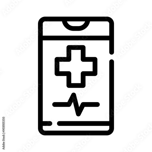 mobile health app line icon