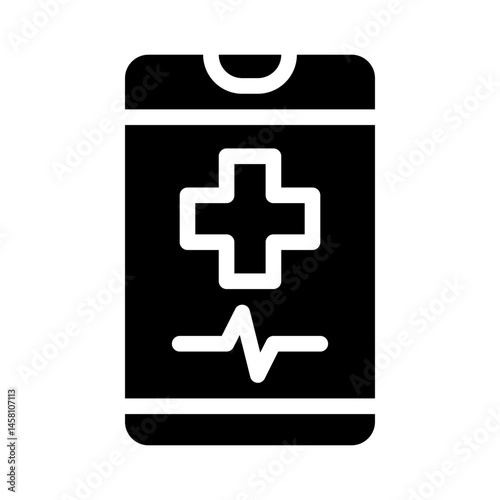 mobile health app glyph icon