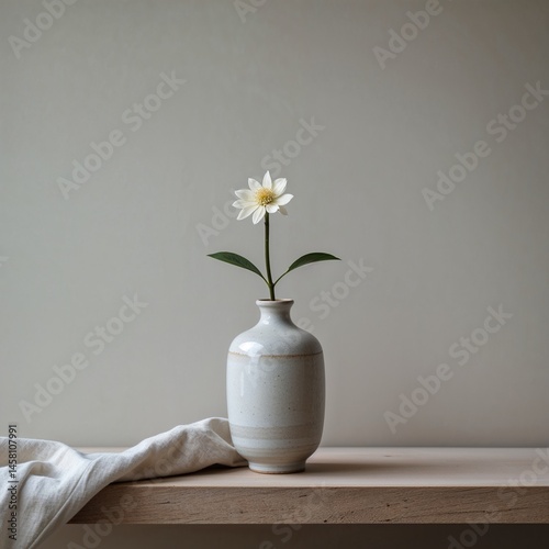 Wallpaper Mural シンプルで穏やかな白い花の一輪挿し Torontodigital.ca