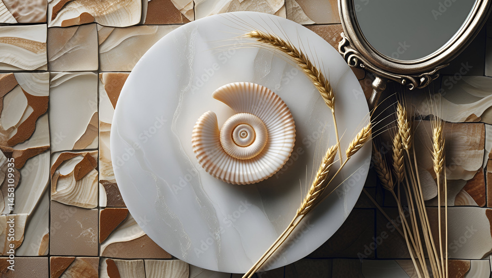 Orange seashell closeup beach nature decor ai genrative