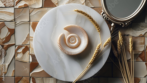 Obraz na płótnie Orange seashell closeup beach nature decor ai genrative w salonie